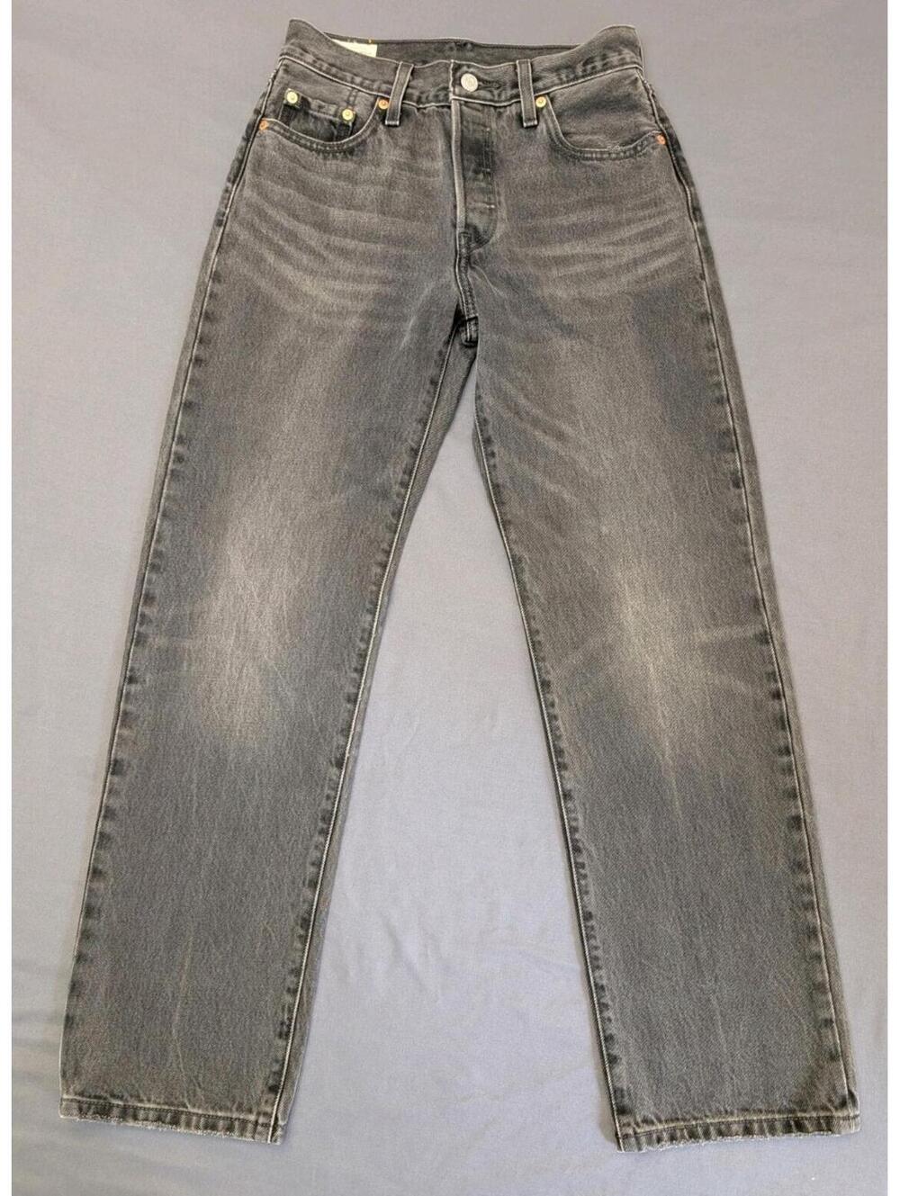 Levi's Premium 501 90s Jeans Womens W25 L30 Black Gray Straight Leg Denim